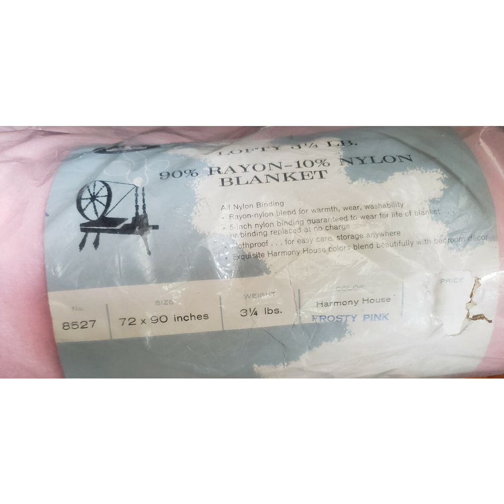 Blanket Frosty Pink Satin Trim NEW Harmony House 72x90 Full/Queen 8537 NIP NOS - Picture 6 of 6